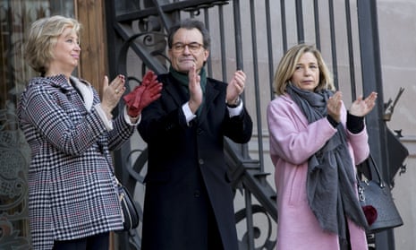 Artur Mas and the other defendants – Irene Rigau, left, and Joana Ortega – in Barcelona