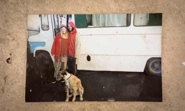 Amy and her neighbour, Jess, next to their vehicles in the west of England.