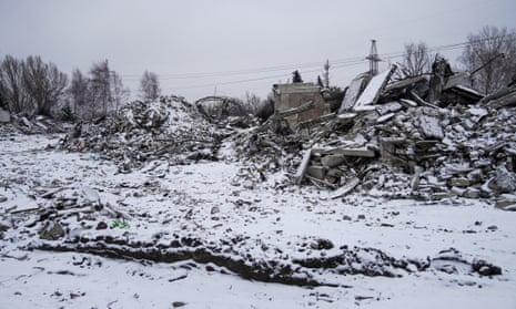 Debris at the Russian troop accommodation at Makiivka, Ukraine, a fortnight after the artillery attacks