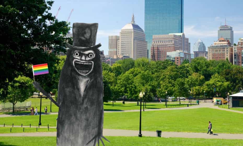 The Babadook holding a rainbow pride flag in an image tweeted out by Massachusetts attorney-general Maura Healey