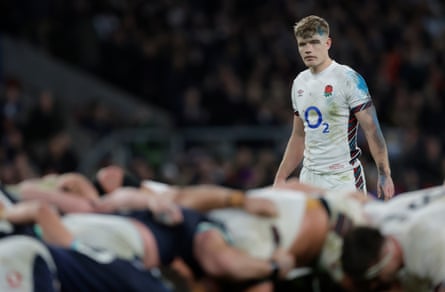 Fin Smith behind the scrum against Scotland