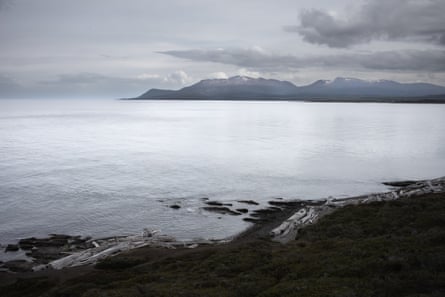 Sea view with mountains on the horizon