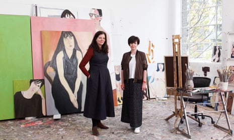 Artist Chantal Joffe (left) photographed in her studio in London with the writer Olivia Laing.