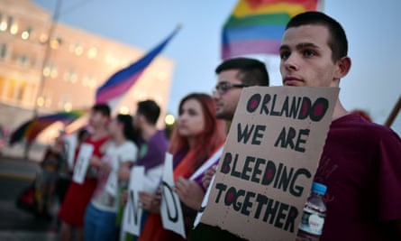 ‘How else to connect the nightclub massacre in Orlando on June 11 with the murder of two policemen in a Paris banlieue the day after?’ ... a march for victims of the Orlando shootings held in Athens, Greece.