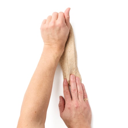 Tip out on to a clean work surface and knead for about 10 minutes, until smooth