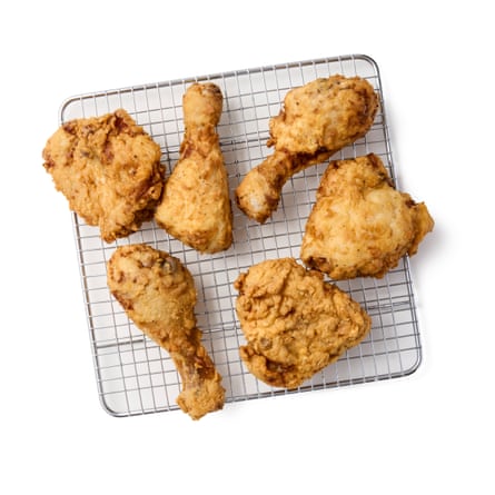 Felicity Cloake’s Southern fried chicken. On a rack. Cooked!