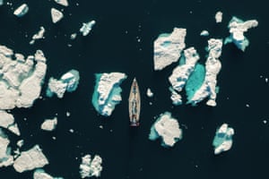 Nearing Tasiilaq, Greenland. The judges said they liked ‘the simplicity of the image and the placement of geometric shapes against the negative space of the sea’