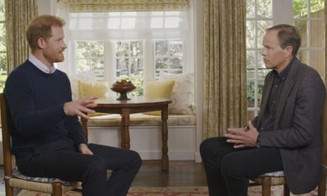 Prince Harry and Tom Bradby in an ITV interview broadcast on 8 January 2023