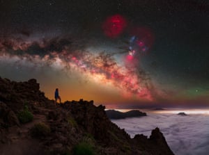 La Palma from above the clouds at night
