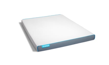 A white, grey and blue Simba Cool Foam Mattress