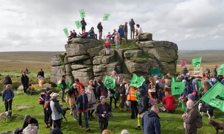 Campaigners at South Hessary Tor on Dartmoor on Saturday