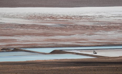Brine pools used to extract lithium are seen at the Salar del Rincon salt flat, in Salta, Argentina