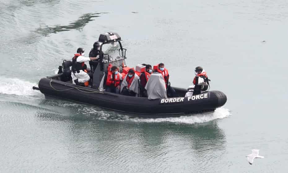 Border Force boat with migrants on board