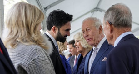 Zohran Mamdani talking to King Charles at the 9/11 Memorial in New York City