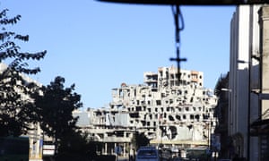 Destroyed buildings in Homs, Syria