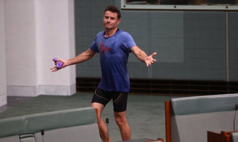 Liberal MP Andrew Laming in parliament in his gym gear