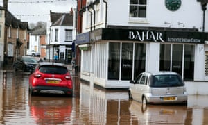 Flood water slowly recedes in Tenbury Wells, Worcestershire, after Storm Dennis.