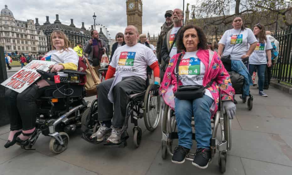 Wheelchair users protest against cuts to benefits