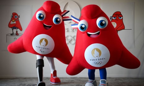 The Paris 2024 Olympic (right) and Paralympic (left) Games mascots – Les Phryges