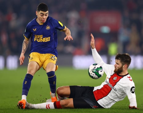 Southampton v Newcastle: Carabao Cup semi-final, first leg – live | Carabao Cup 6 Caleta-Car takes out Almiron and earns himself a booking.