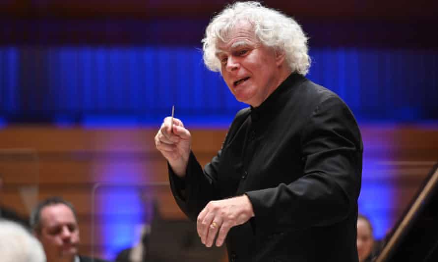 Squeezed in between lockdowns ... the LSO conducted by Sir Simon Rattle with Krystian Zimerman on piano rehearse Beethoven: Piano Concertos 1-5.