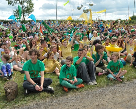 Children and adults taking part in craft activities during the Woodcraft Folk’s Camp 100 event in Northamptonshire.