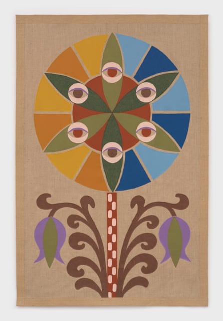 Cosmic Flower (entangled life) by Jonathan Baldock (hessian, felt and cotton thread).