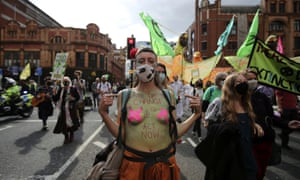 Extinction Rebellion protesters in Manchester on Tuesday