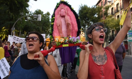 A coño insumiso effigy from a Madrid protest in 2017. 