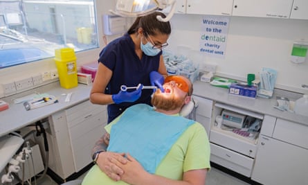 Dean Leighton undergoes an extraction in the Dentaid clinic in Bury St Edmunds.