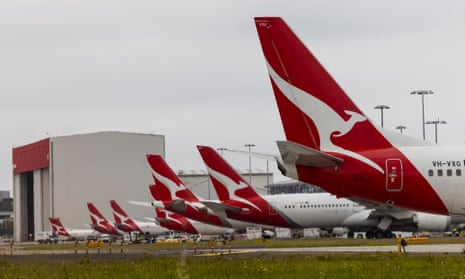 Qantas planes at Sydney domestic airport.