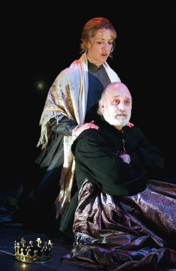 Gary Waldhorn as the King of France and Claudie Blakley as Helena in the RSC production of All’s Well That Ends Well at the Swan theatre in 2004.