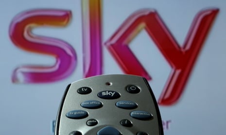 The sky logo and a remote control handset