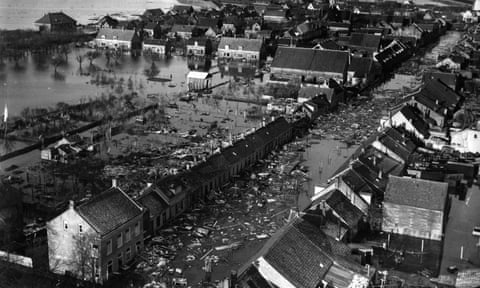 Stellendam after the devastation left by a flood on the island of Goeree-Overflakkee in the Netherlands.