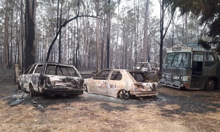 Michael Mahon’s property at Ewginar in October 2019, after bushfires passed through and narrowly avoided destroying Priscilla
