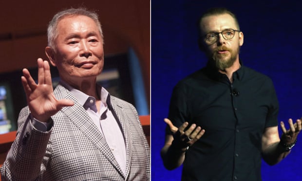 ‘I must respectfully disagree with him’ … Simon Pegg, right, has responded to criticisms by George Takei, left.