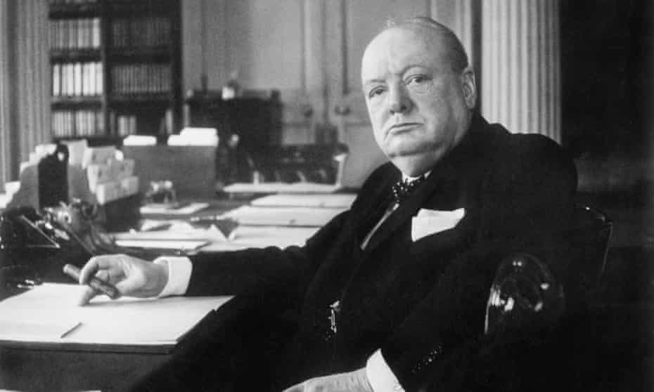 Winston Churchill at his seat in the Cabinet Room at 10 Downing Street, London, circa 1940. 