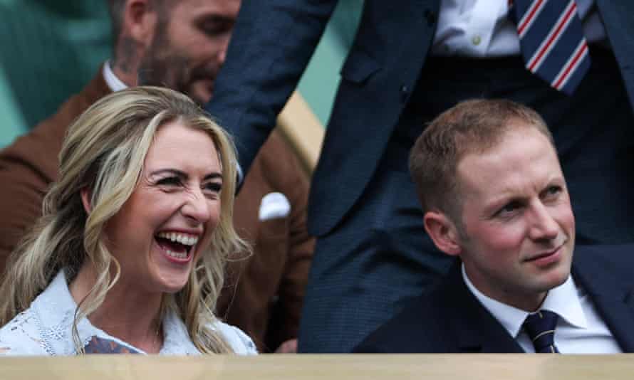 On your bike: Former tack cyclists Laura and Jason Kenny ready for some Centre Court action too.