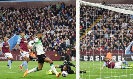 An unmarked Cody Gakpo taps home at the back stick to restore Liverpool’s lead at Aston Villa.