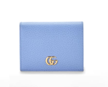 Gucci Blue Leather GG Marmont Card Case