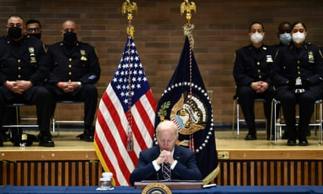 Joe Biden participates in a Gun Violence Strategies Partnership meeting at the NYPD headquarters.