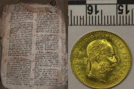 A Menaion from 1760 was seized in Romania as well as coins.