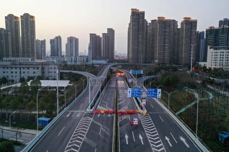 An empty street in Wuhan, Hubei, the province at the centre of the coronavirus outbreak.