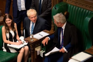 The prime minister, Boris Johnson, speaks to Bercow