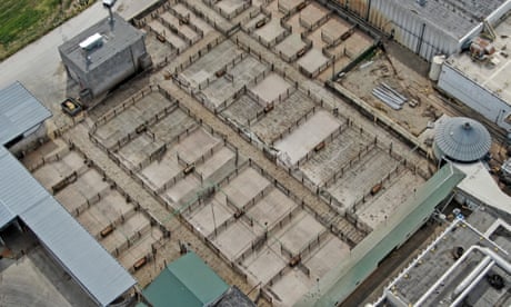 Empty cattle pens at the Tyson Foods beef processing plant in Illinois, US, 16 April 2020