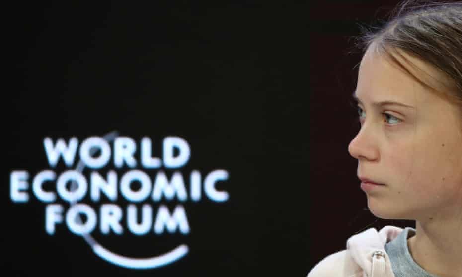 Greta Thunberg at the 50th World Economic Forum annual meeting in Davos.