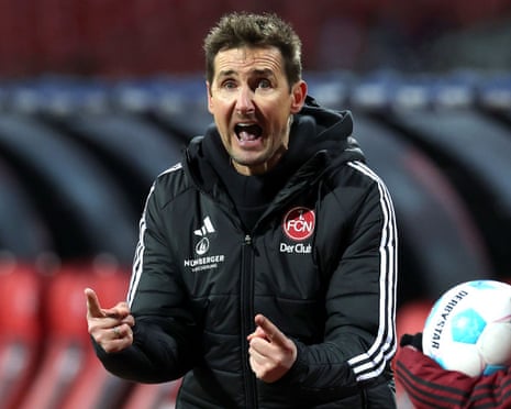Miroslav Klose gestures.