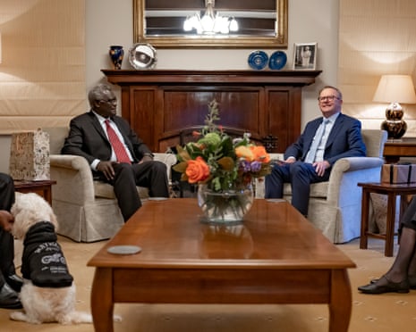 Anthony Albanese and Manasseh Sogavare at The Lodge.