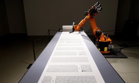 From code to codex … An industrial robot writes out the Bible.