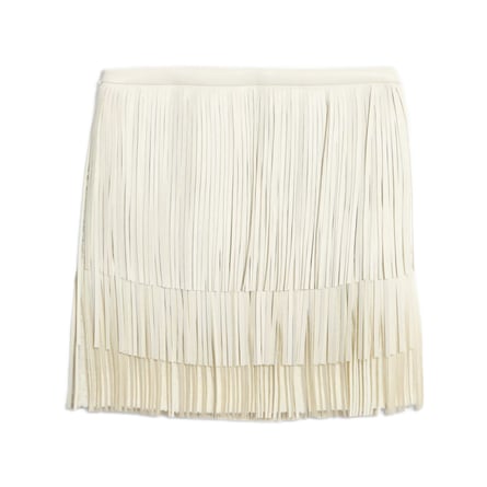 M&S Collection Fringe High Waisted miniskirt in off white
